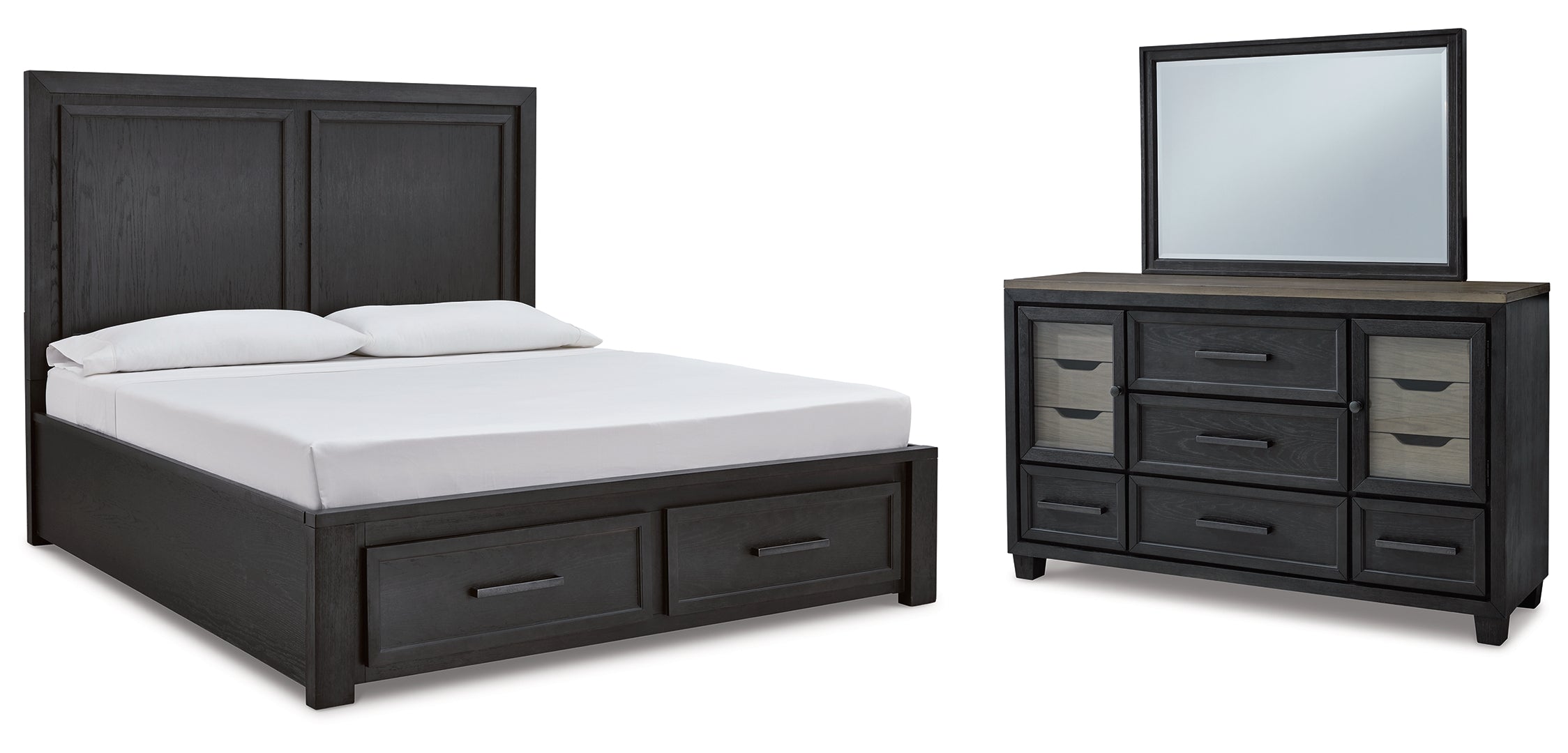 Foyland Grey Panel Storage Bedroom Set