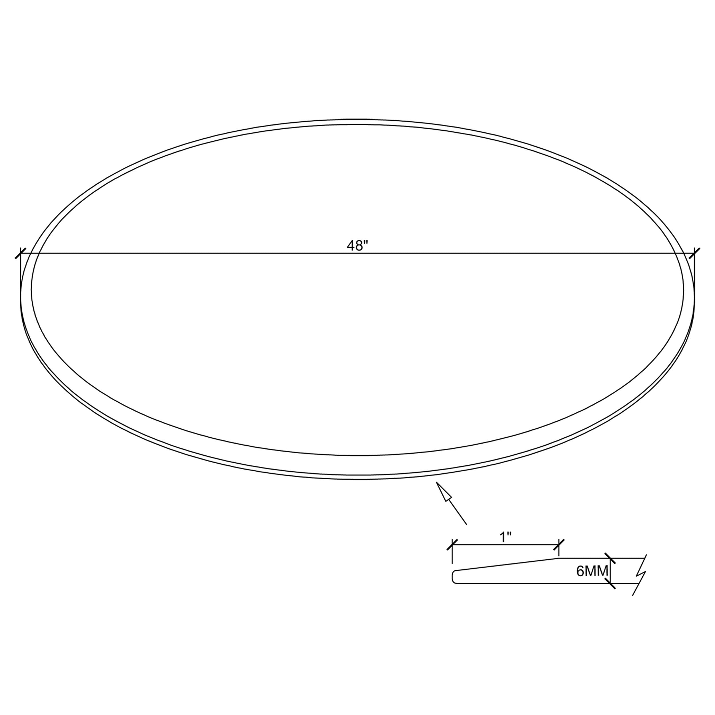52-inch 12mm Round Clear Tempered Glass Top