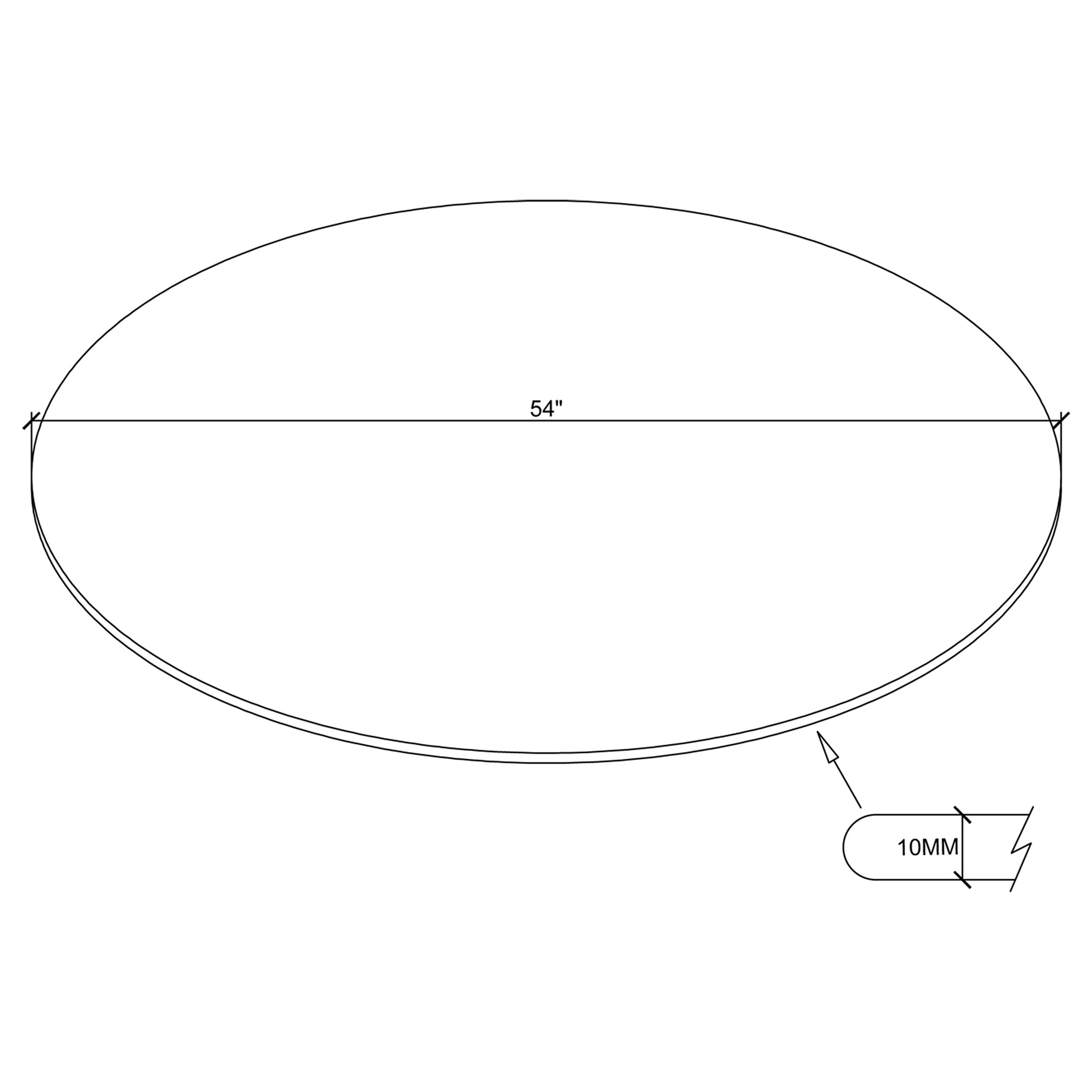 52-inch 12mm Round Clear Tempered Glass Top
