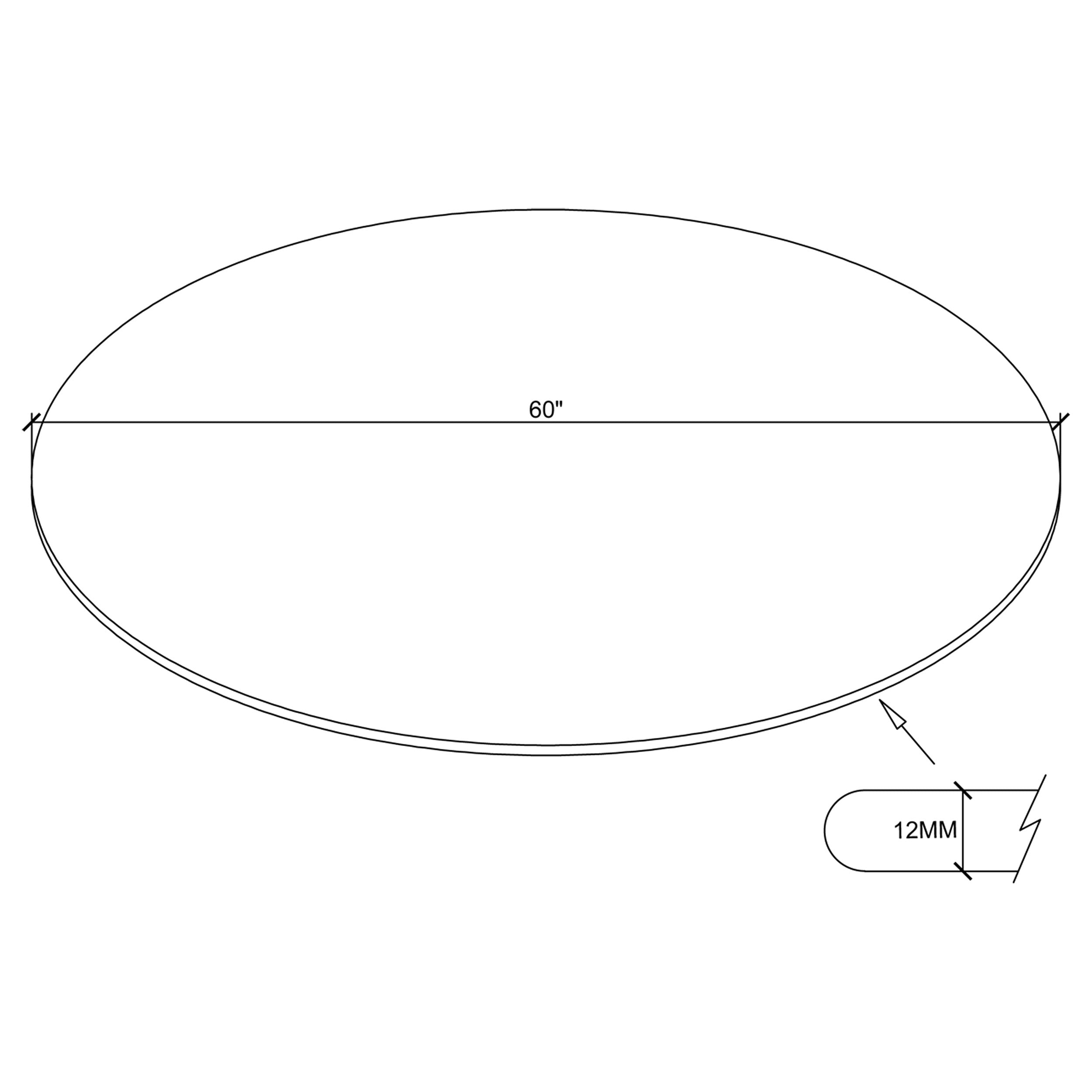 52-inch 12mm Round Clear Tempered Glass Top