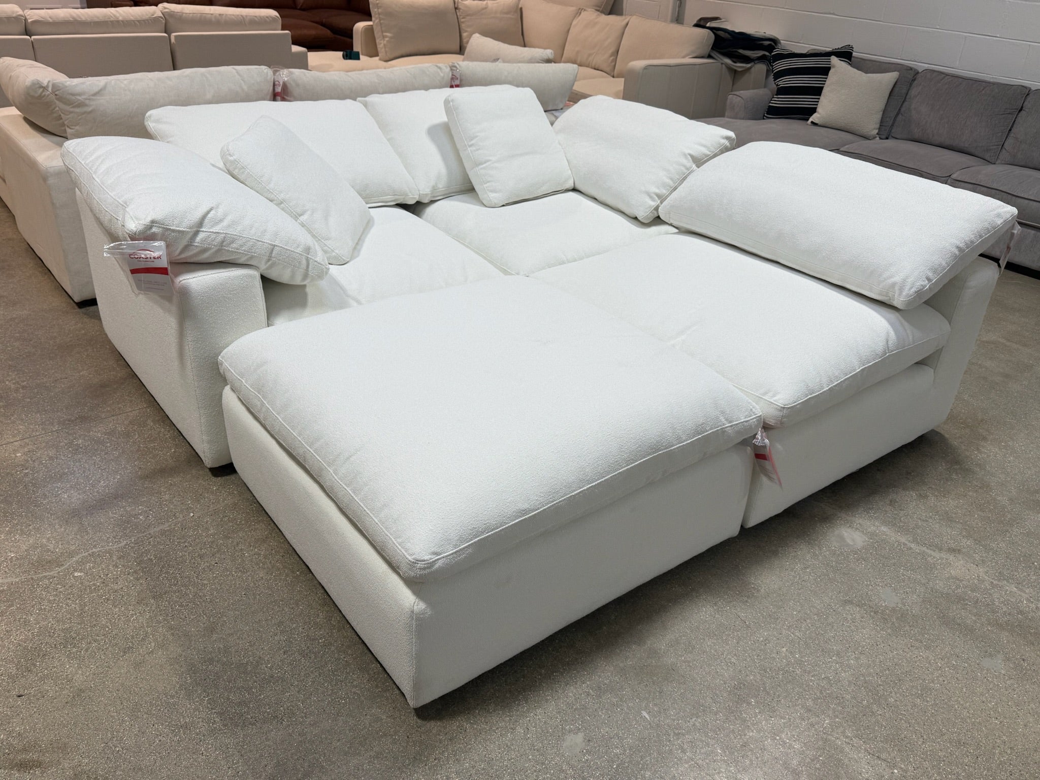 Luxe Dream Performance Bouclé Square Arm Cloud - Ivory/Slate Grey