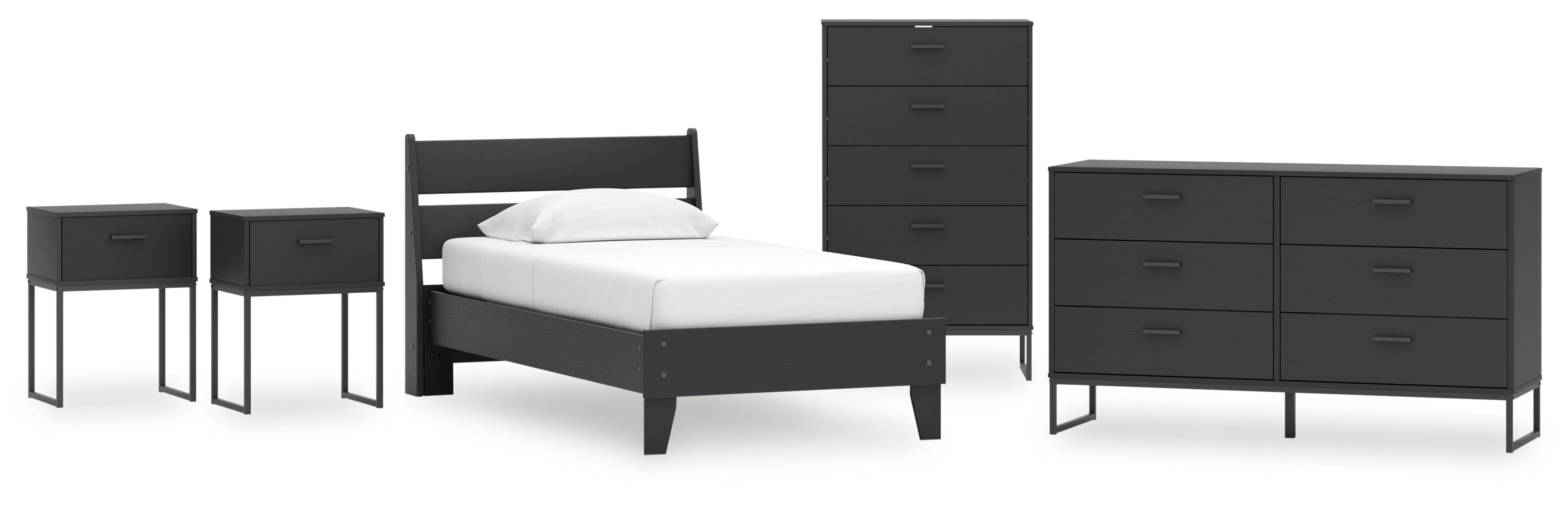 Socalle Twin Panel Headboard with Dresser and Nightstand