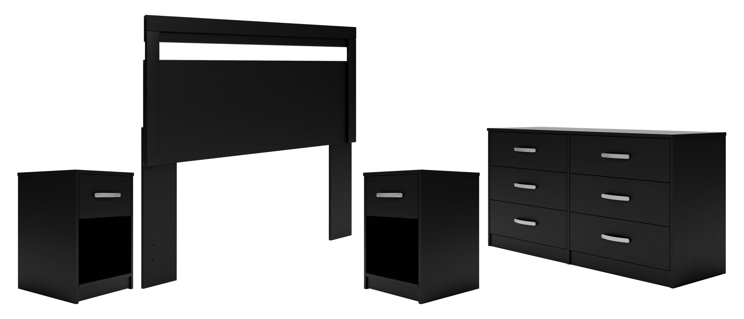 Finch Black Panel Headboard Bedroom Set