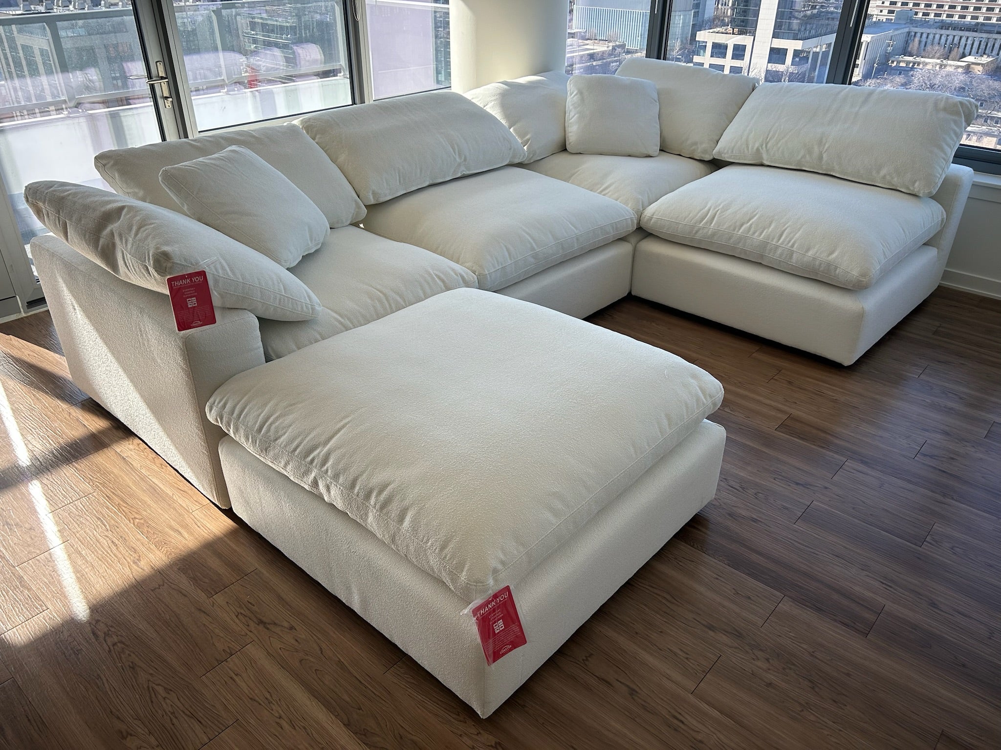 Luxe Dream Performance Bouclé Square Arm Cloud - Ivory/Slate Grey