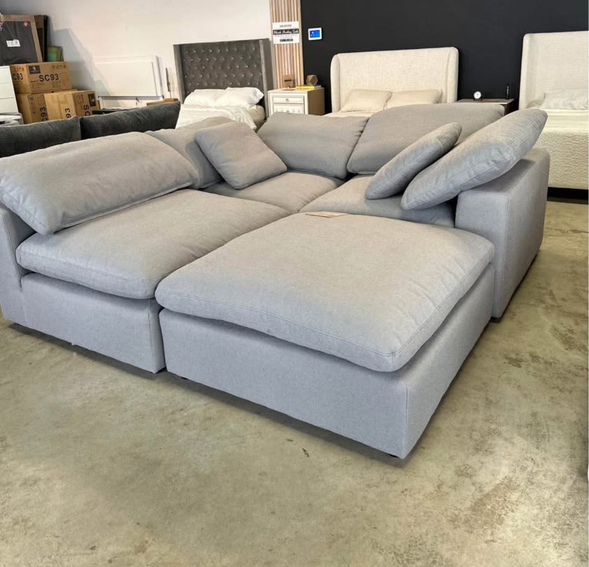 Luxe Dream Performance Bouclé Square Arm Cloud - Slate Grey