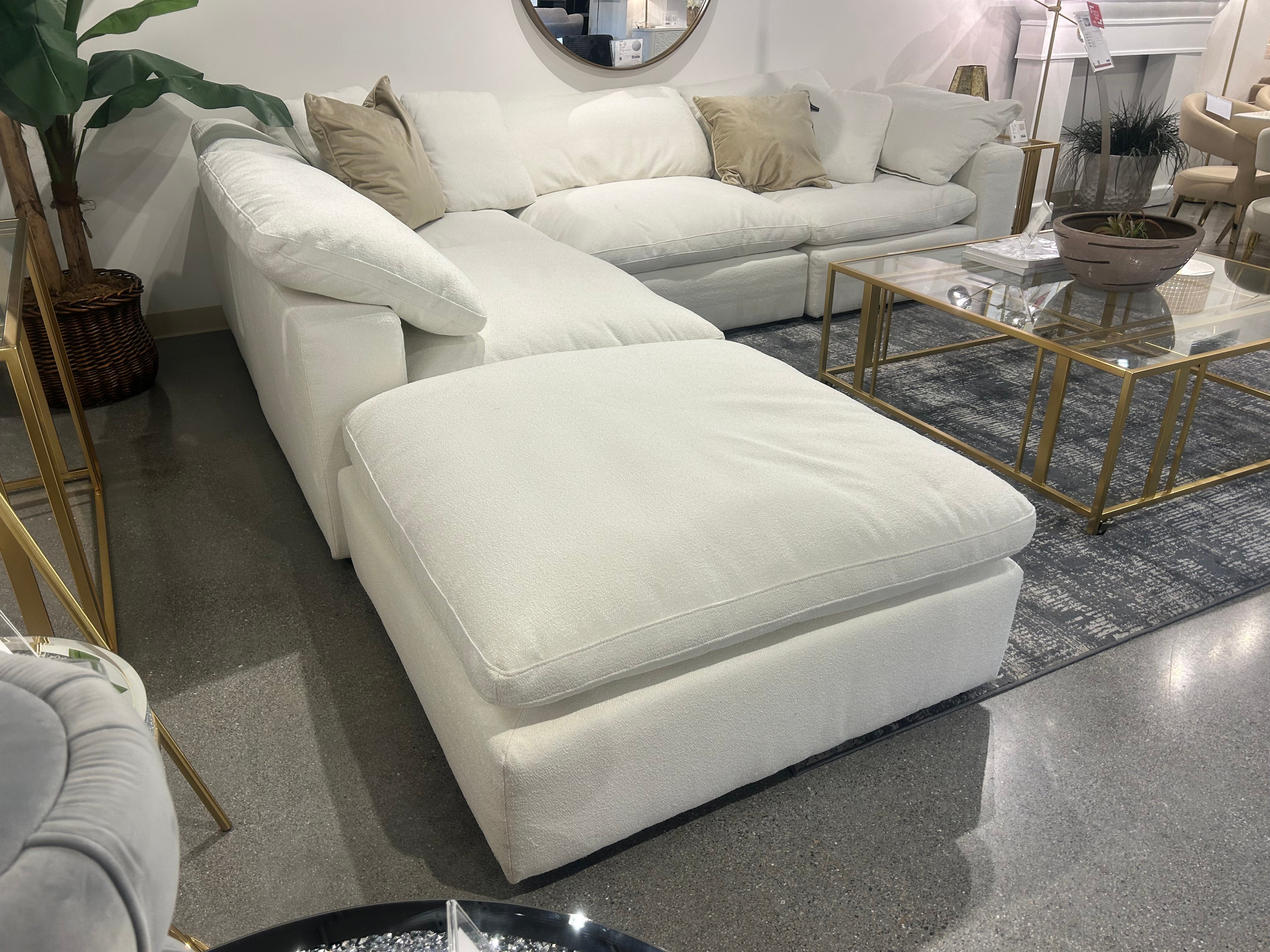 Luxe Dream Performance Bouclé Square Arm Cloud - Ivory/Slate Grey