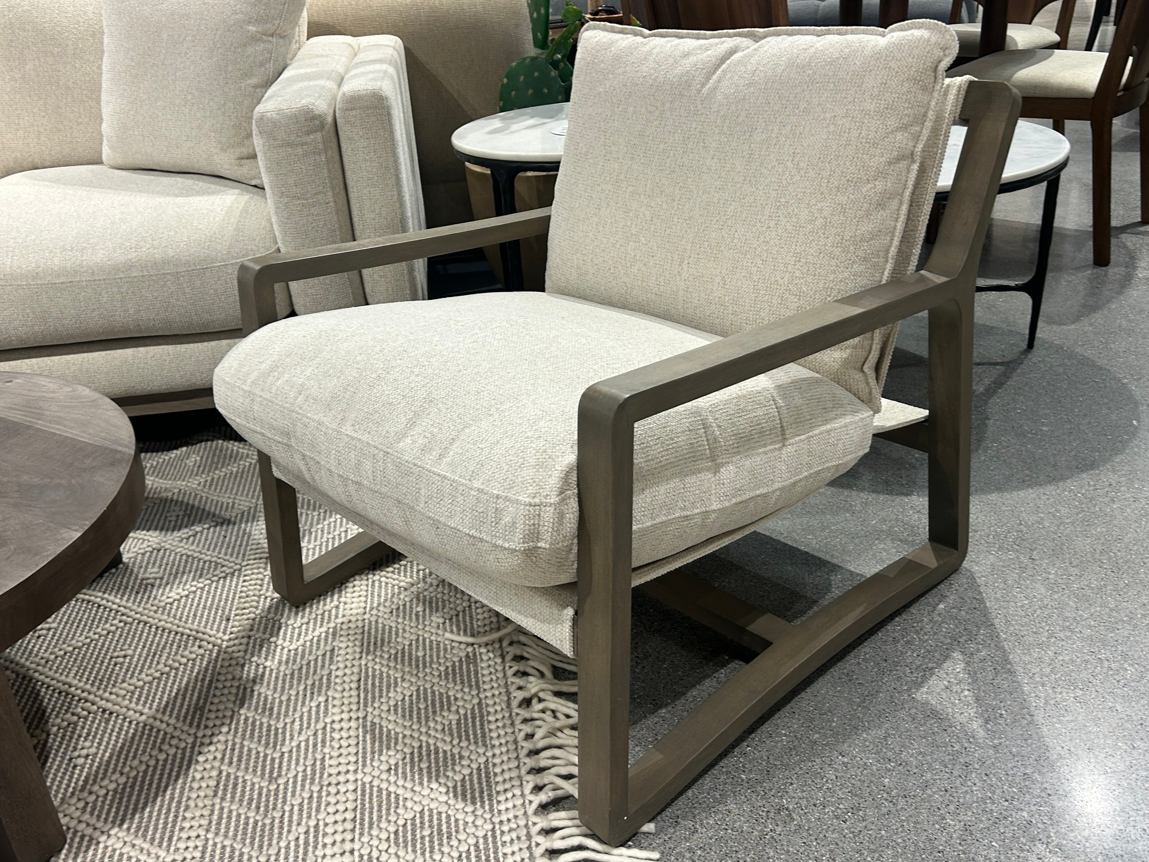 Remy Upholstered Wood Arm Accent Chair - Beige
