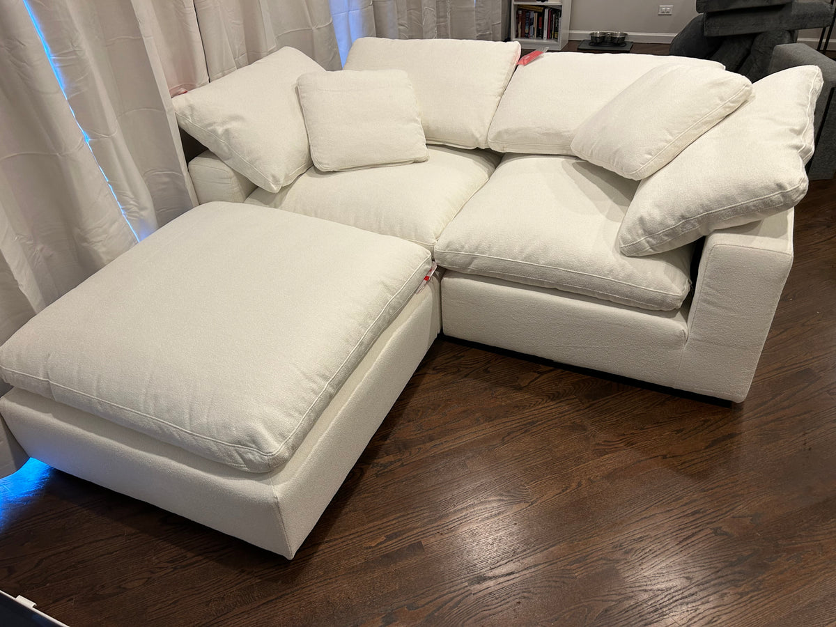 Luxe Dream Performance Bouclé Square Arm Cloud - Ivory
