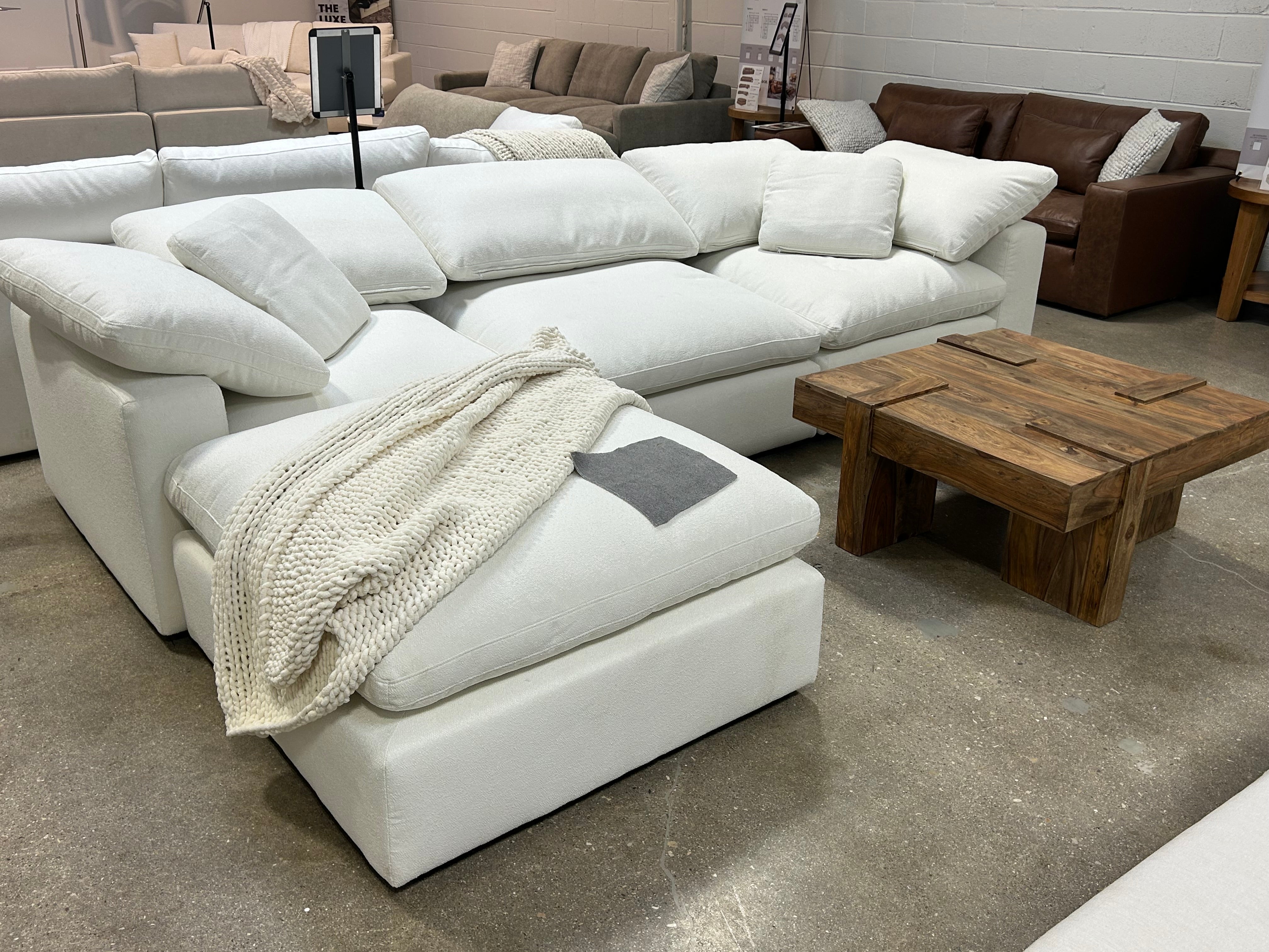 Luxe Dream Performance Bouclé Square Arm Cloud - Ivory/Slate Grey