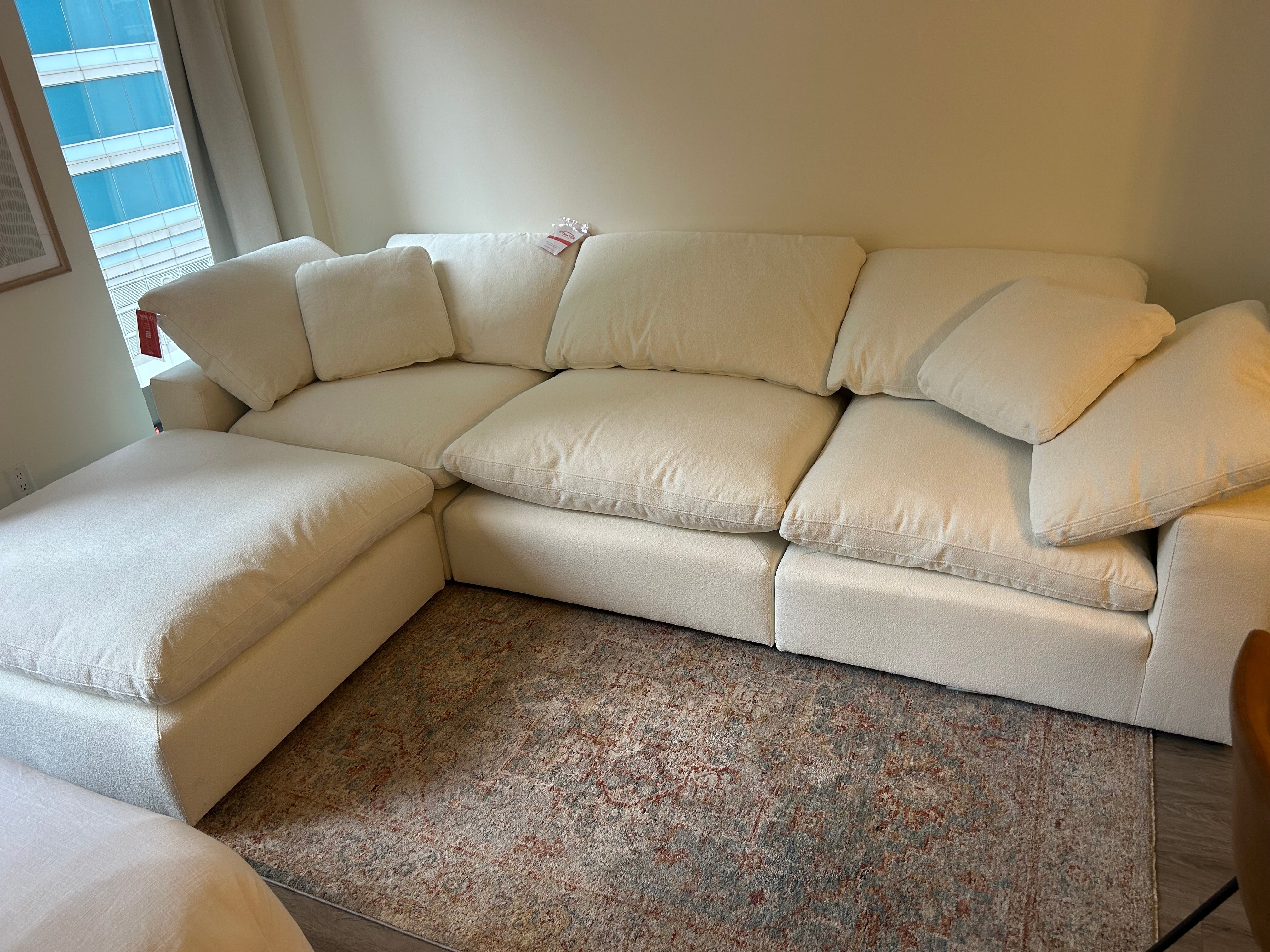 Luxe Dream Performance Bouclé Square Arm Cloud - Ivory/Slate Grey