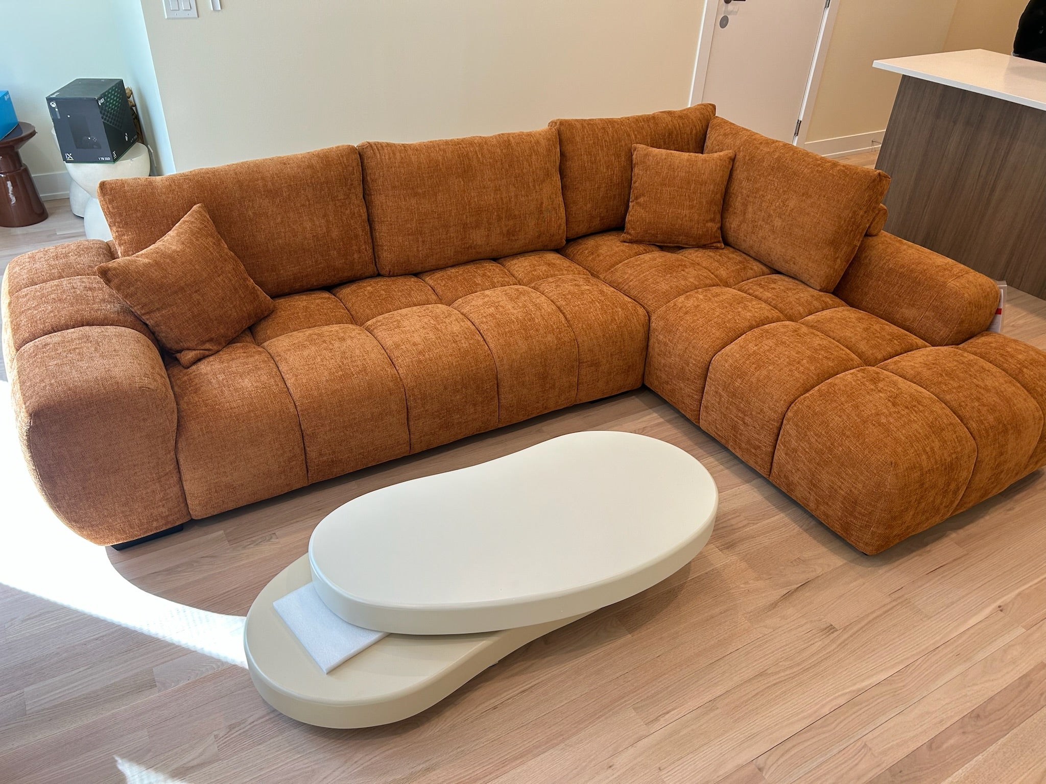 Camacho Upholstered Chaise Sectional Sofa Amber