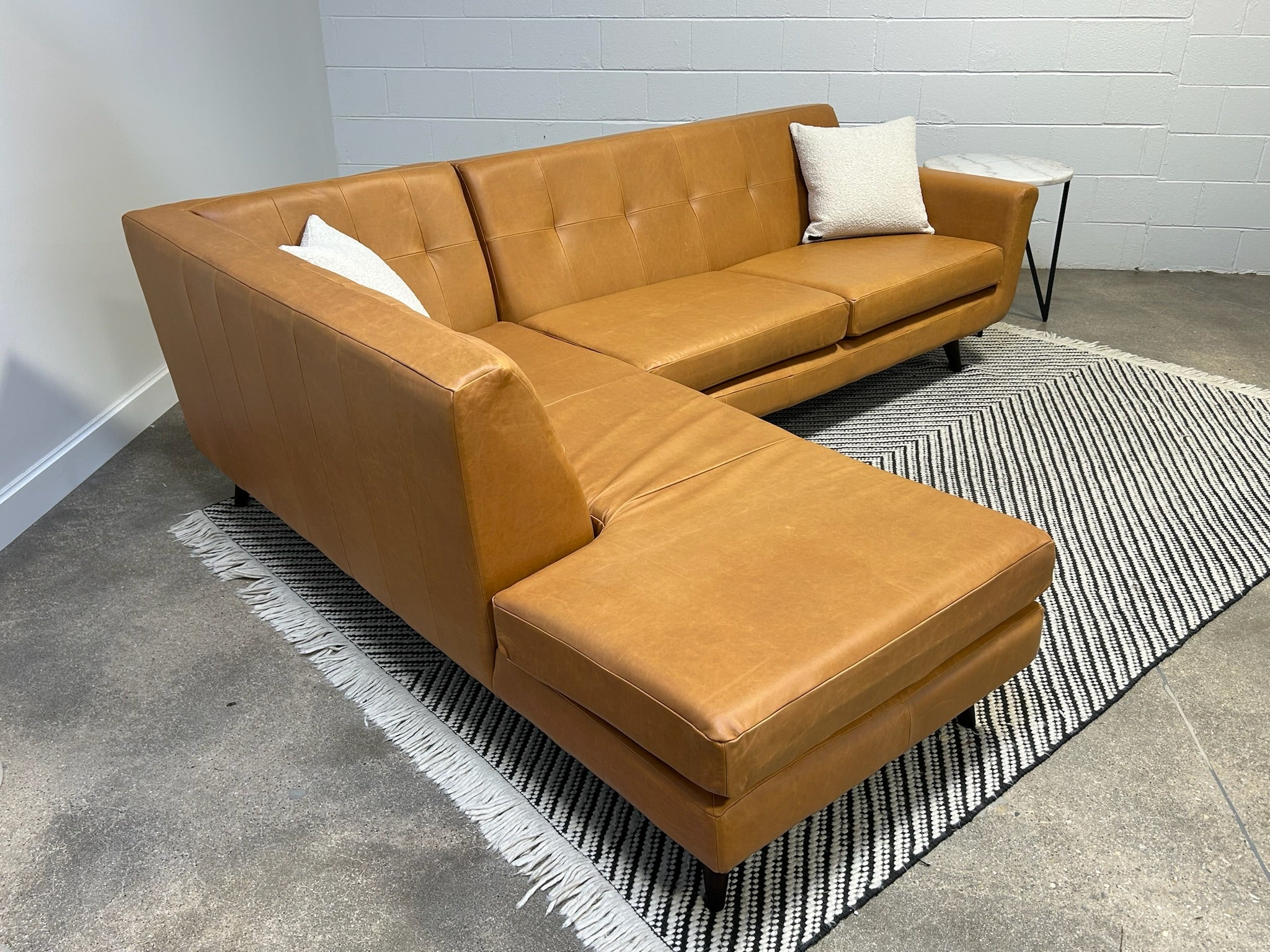 Joybird Hughes Leather 2-Piece Bumper Chaise Sectional (Overstock Sale)