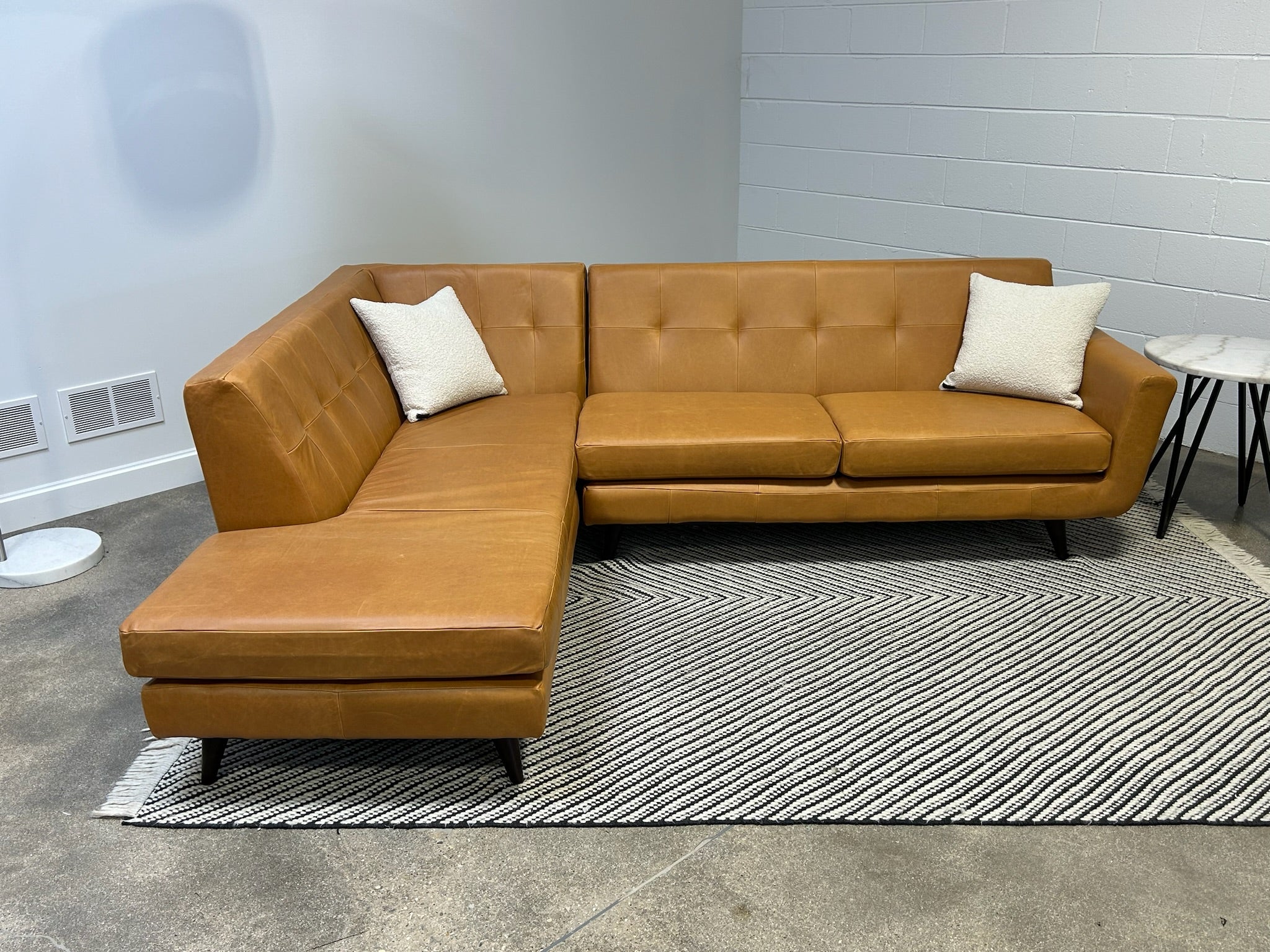 Joybird Hughes Leather 2-Piece Bumper Chaise Sectional (Overstock Sale)