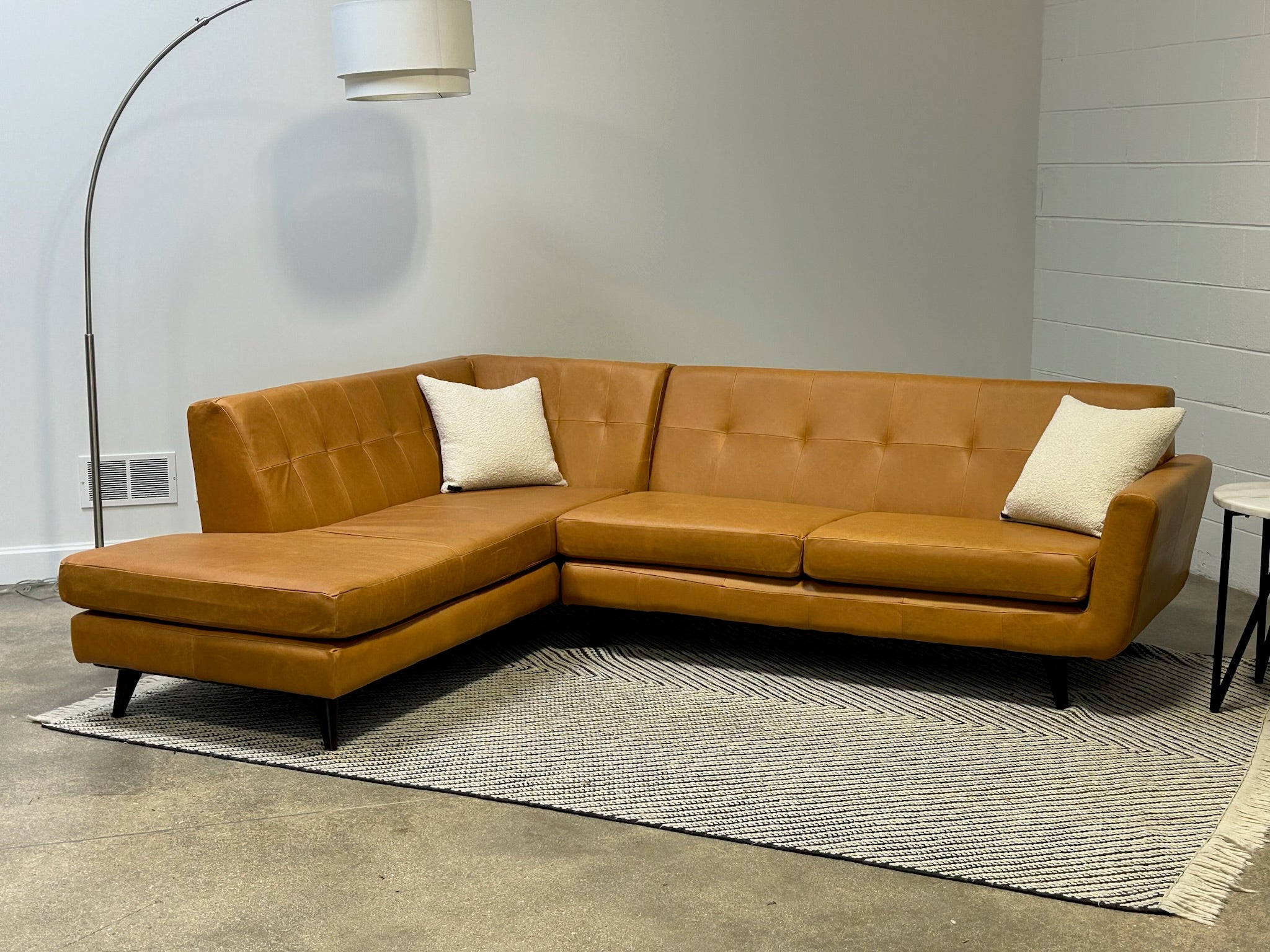 Joybird Hughes Leather 2-Piece Bumper Chaise Sectional (Overstock Sale)