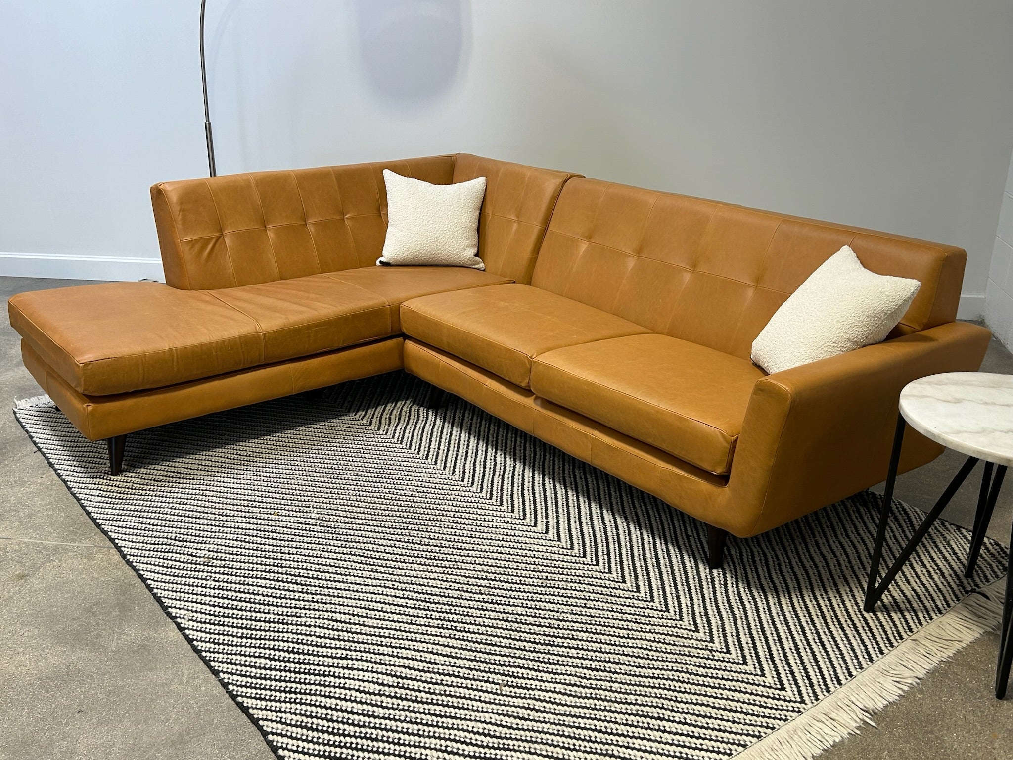 Joybird Hughes Leather 2-Piece Bumper Chaise Sectional (Overstock Sale)