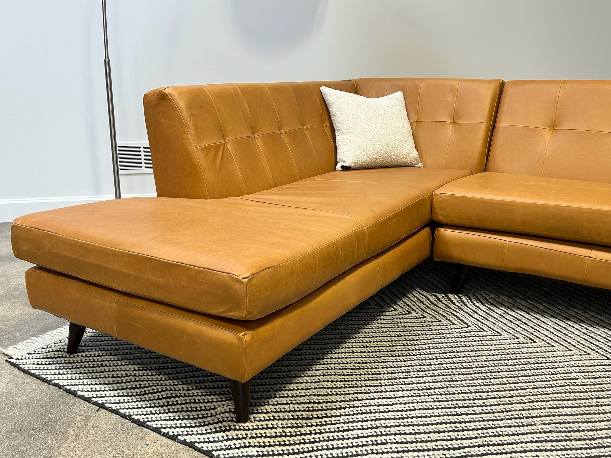 Joybird Hughes Leather 2-Piece Bumper Chaise Sectional (Overstock Sale)