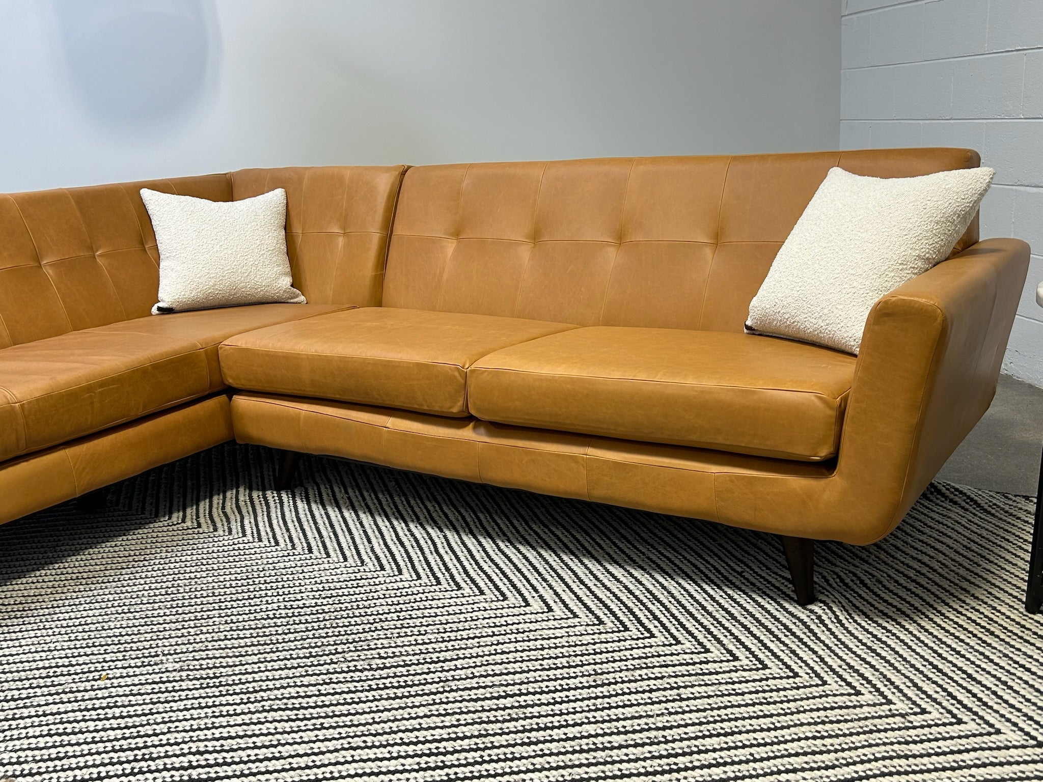 Joybird Hughes Leather 2-Piece Bumper Chaise Sectional (Overstock Sale)