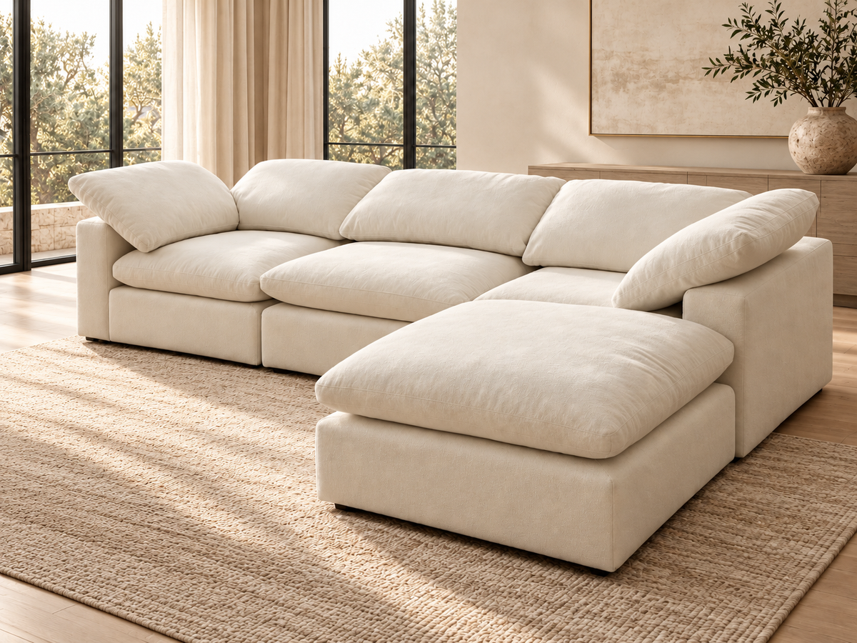 Luxe Dream Performance Bouclé Square Arm Cloud - Ivory
