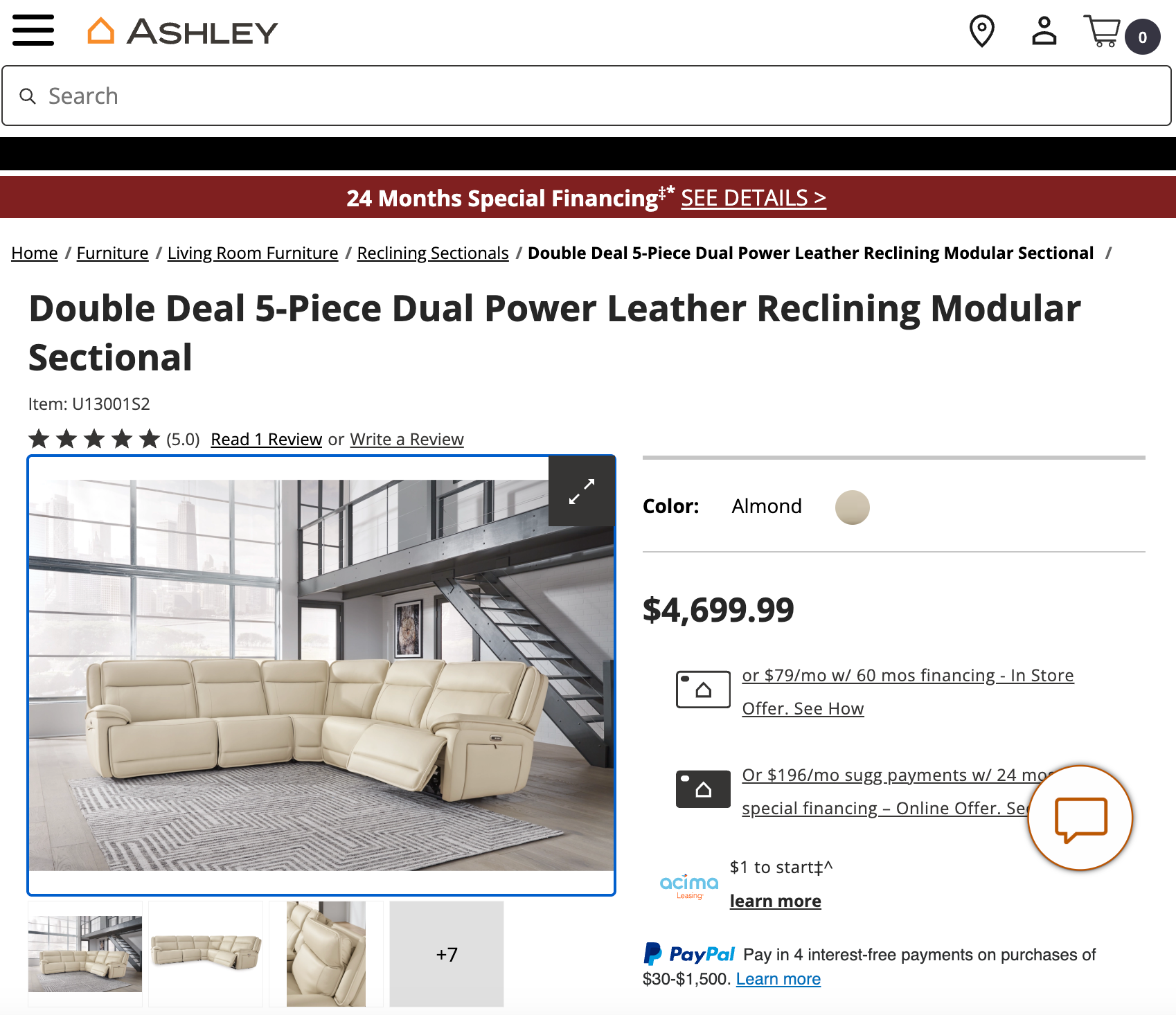 Double Deal 5-Piece Dual Power Leather Reclining Modular Sectional