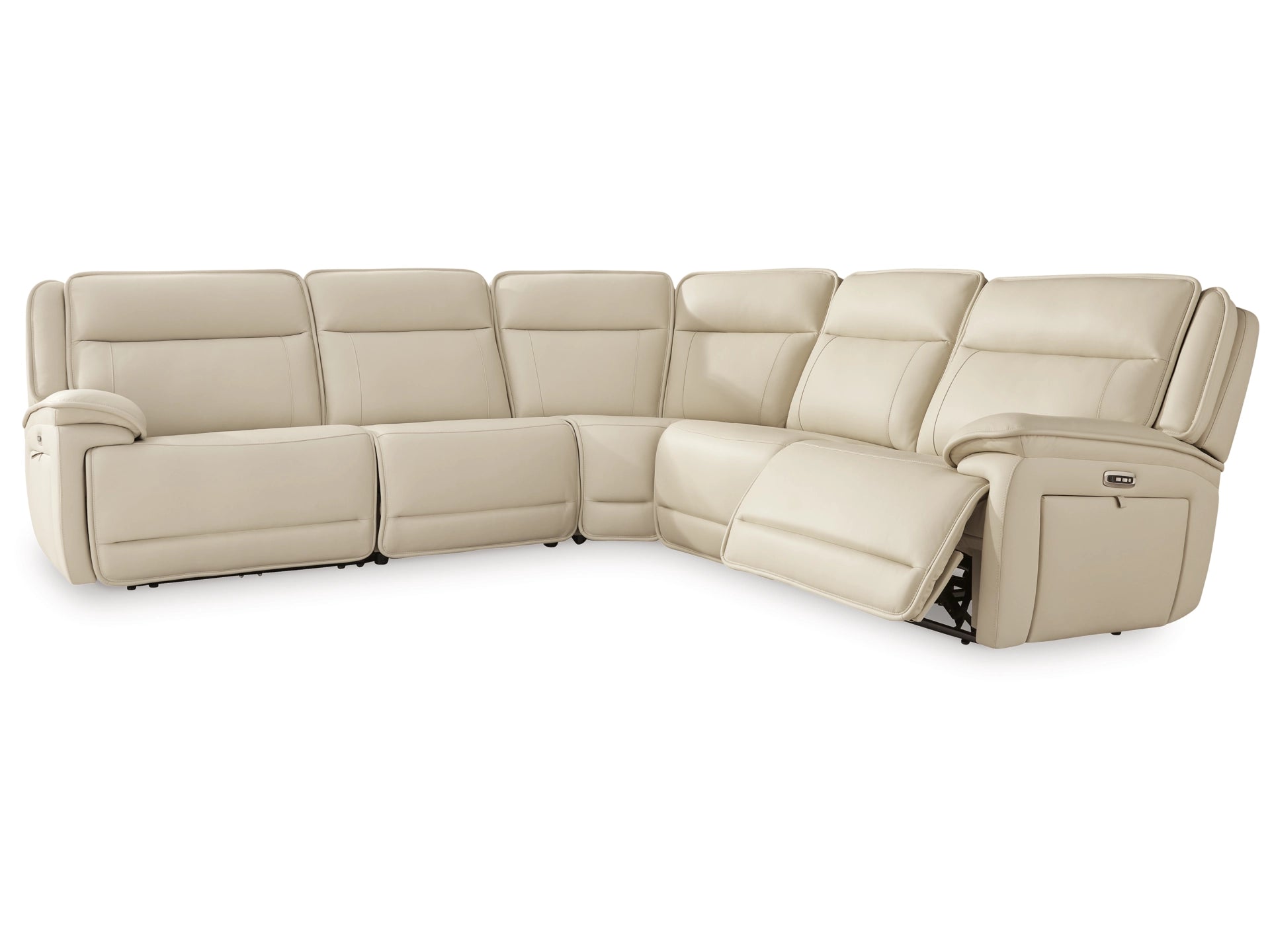 Double Deal 5-Piece Dual Power Leather Reclining Modular Sectional
