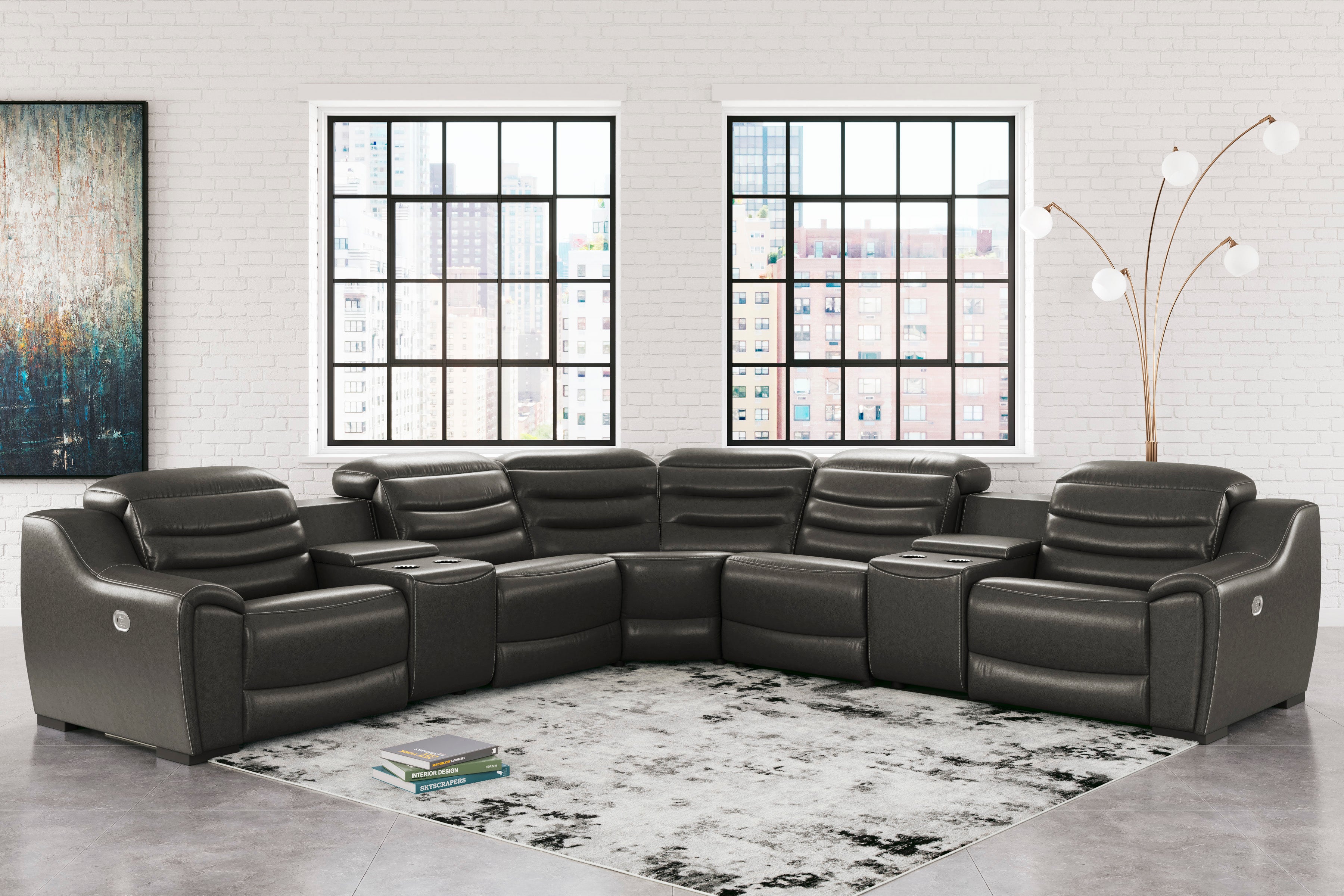 Cortland Genuine Leather Reclining Sectional (Customizable)