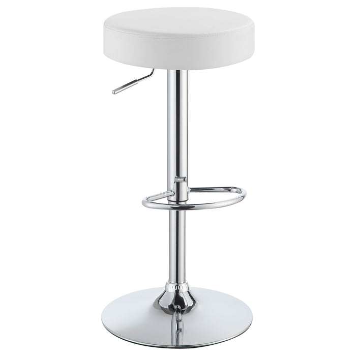 Ramses Adjustable Backless Bar Stool Chrome and White / Black