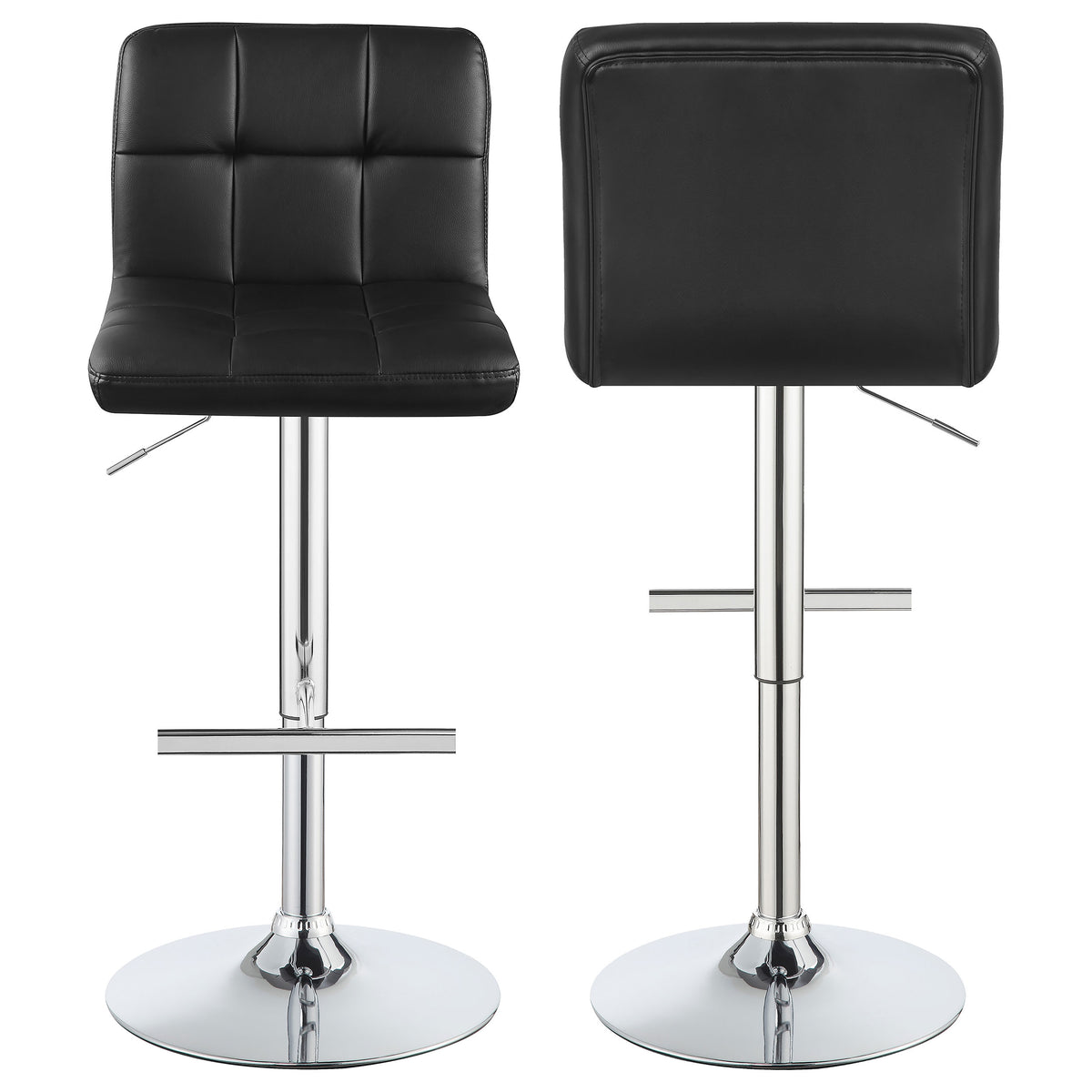 Lenny Upholstered Adjustable Bar Stool Black / White (Set of 2)