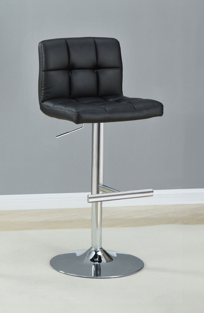 Lenny Upholstered Adjustable Bar Stool Black / White (Set of 2)
