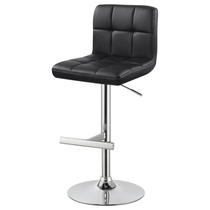 Lenny Upholstered Adjustable Bar Stool Black / White (Set of 2)