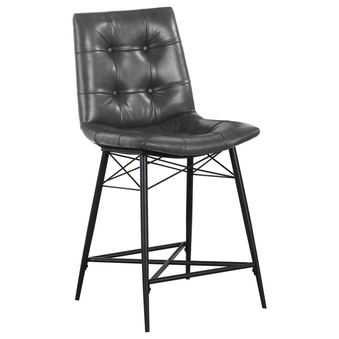 Aiken Upholstered Tufted Counter Chair Brown (Set of 2)