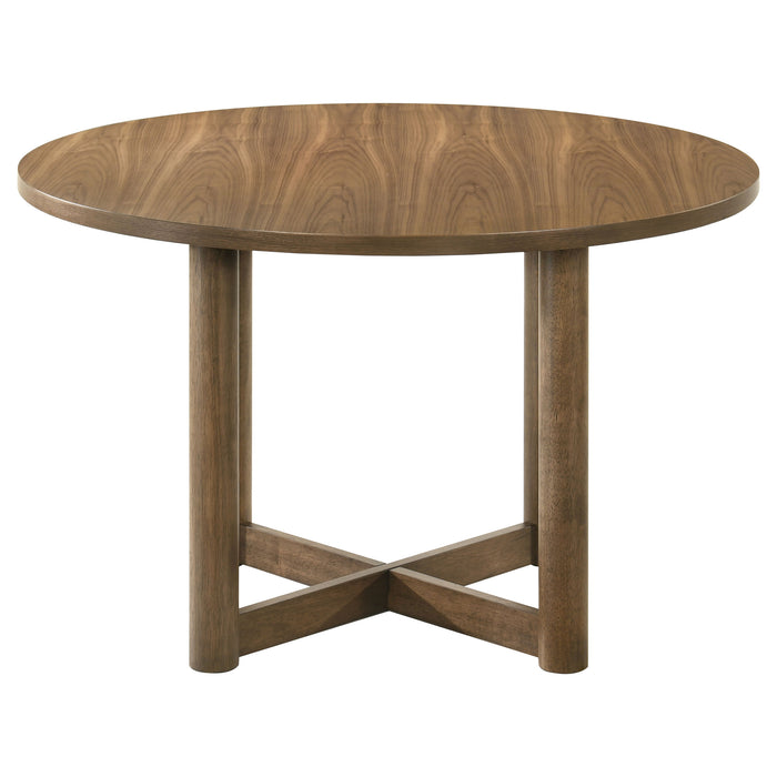 Crestmore  46-inch Round Wood Dining Table Set Walnut