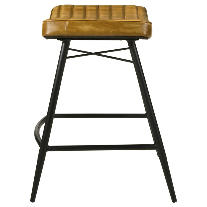 Bayu Leather Upholstered Bar Stool Antique Camel (Set of 2)