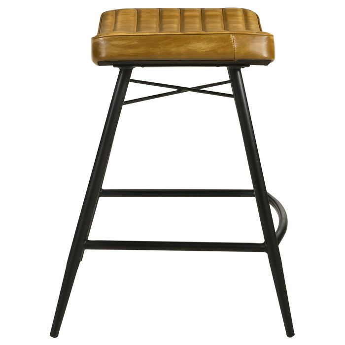 Bayu Leather Upholstered Bar Stool Antique Camel (Set of 2)