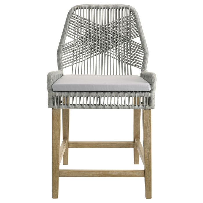 Nakia Woven Rope Counter Chair with Cushion Grey (Set of 2)