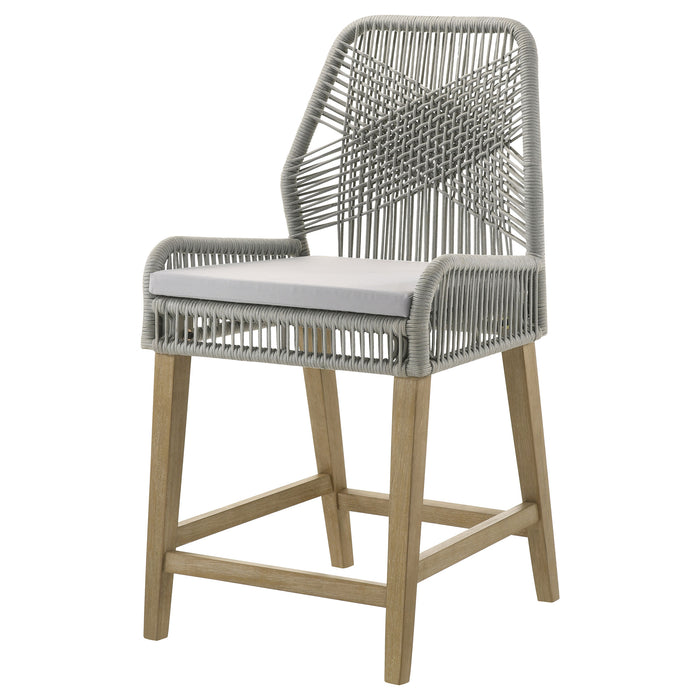 Nakia Woven Rope Counter Chair with Cushion Grey (Set of 2)