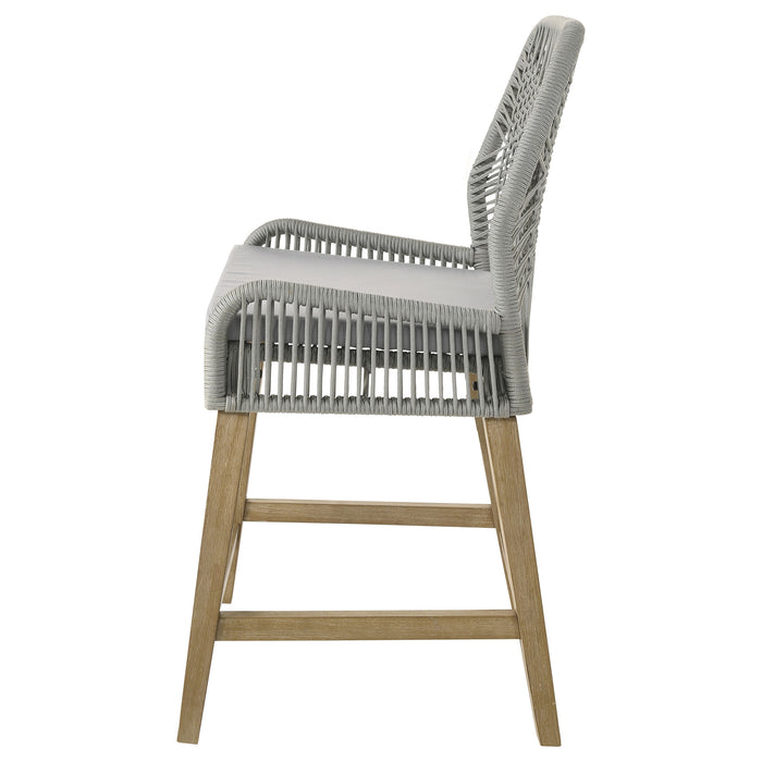 Nakia Woven Rope Counter Chair with Cushion Grey (Set of 2)