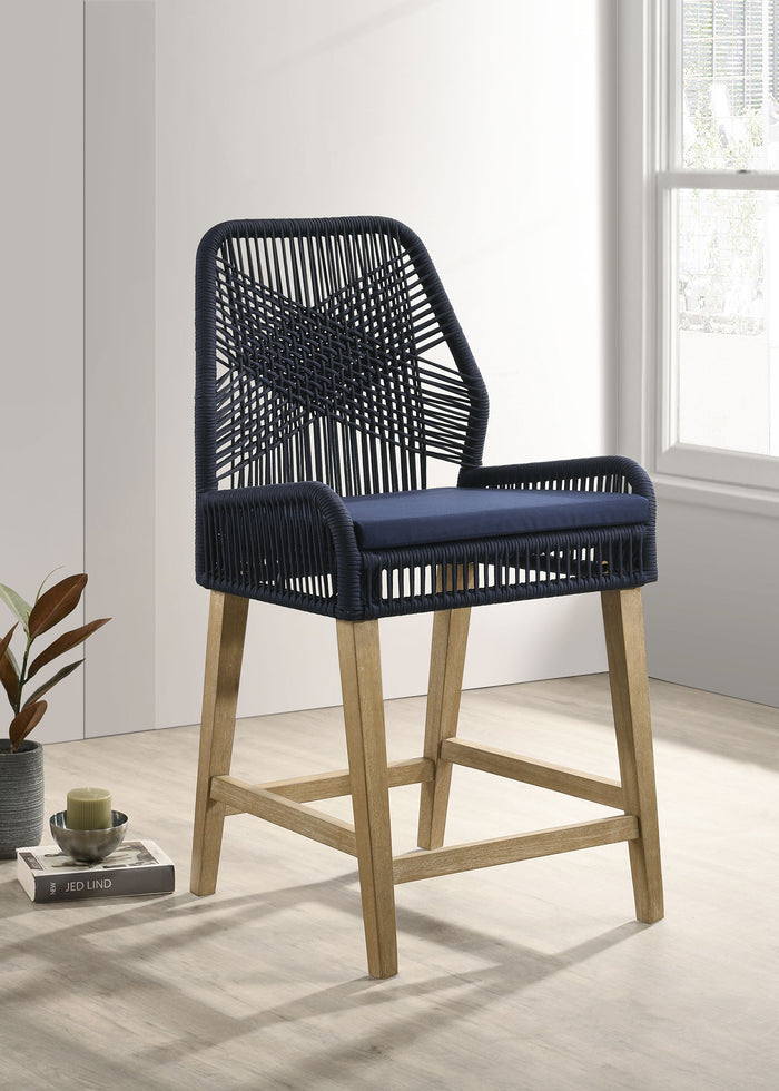 Nakia Woven Rope Counter Chair with Cushion Grey (Set of 2)