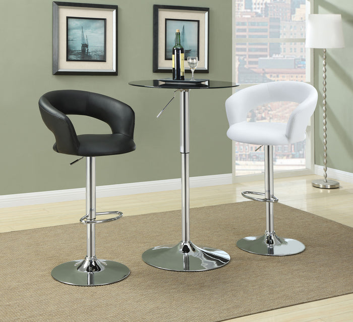 Barraza 29-inch Adjustable Height Bar Stool Black / White and Chrome