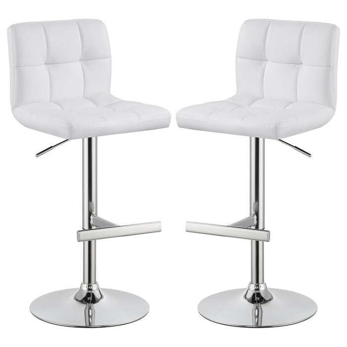 Lenny Upholstered Adjustable Bar Stool Black / White (Set of 2)