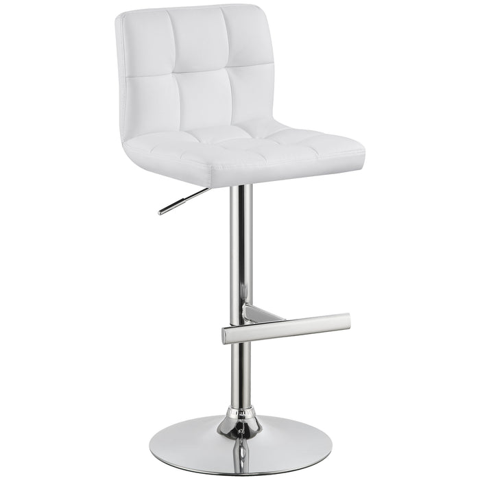 Lenny Upholstered Adjustable Bar Stool Black / White (Set of 2)