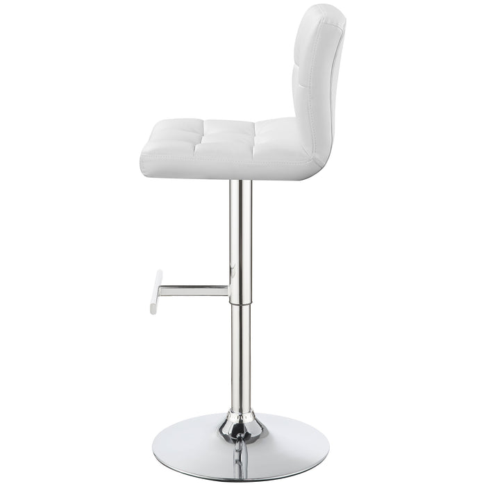 Lenny Upholstered Adjustable Bar Stool Black / White (Set of 2)