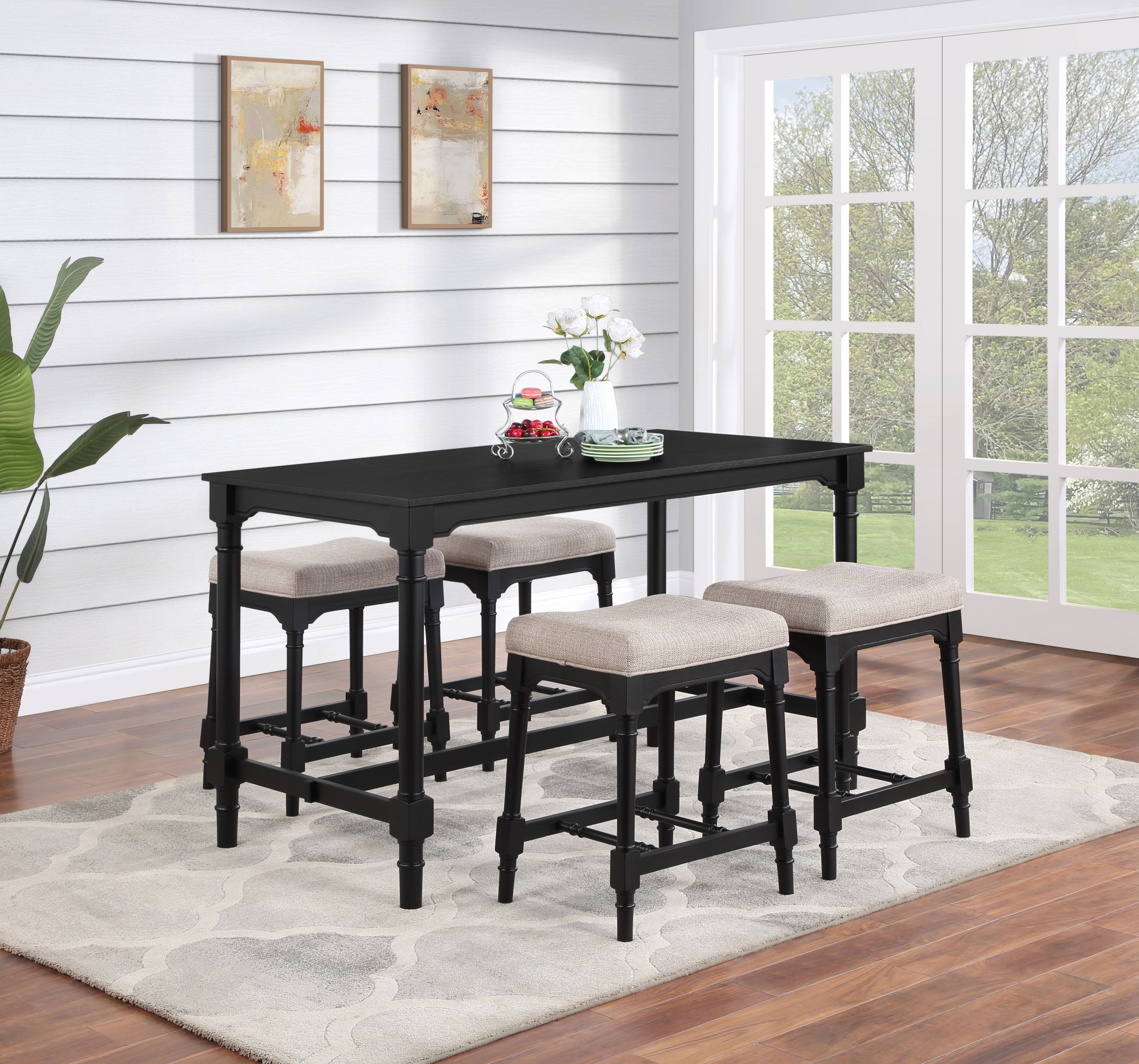 Martina  Rectangular Counter Height Dining Set Black