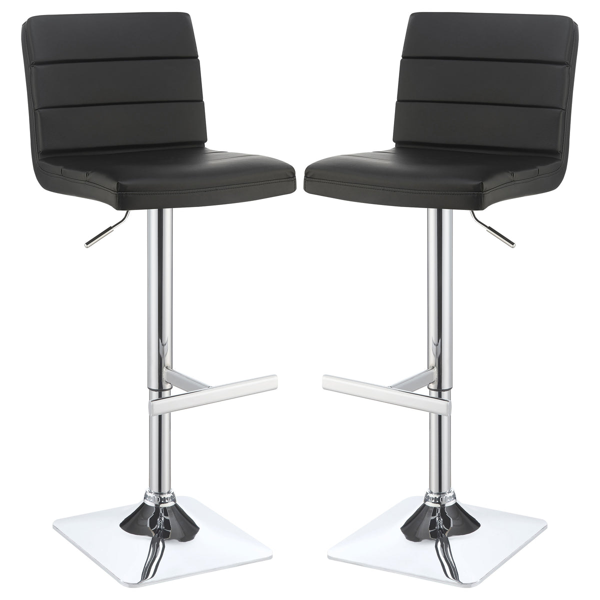 Bianca Upholstered Adjustable Bar Stool Black (Set of 2)