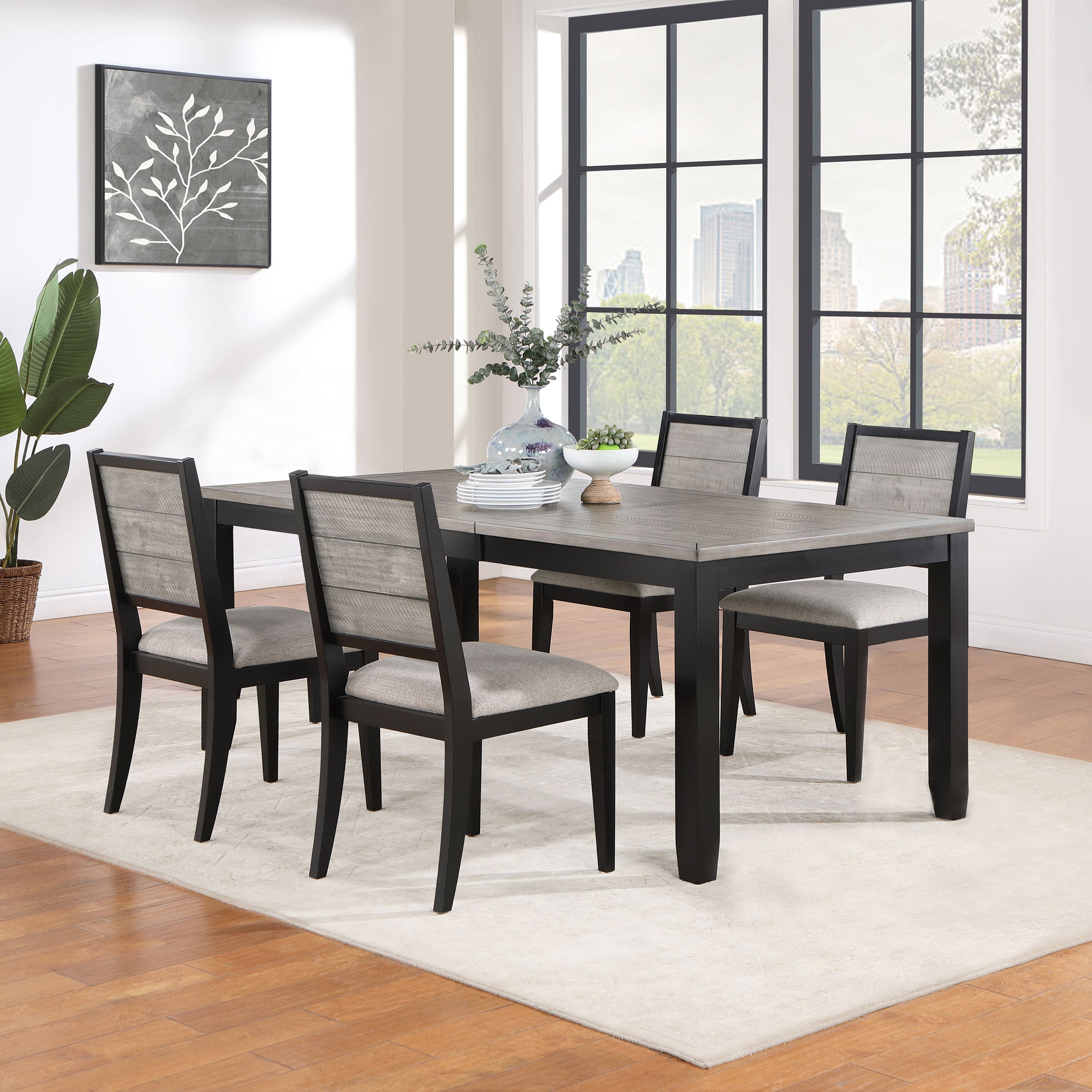 Elodie  Extension Leaf Counter/Standard Dining Set Black