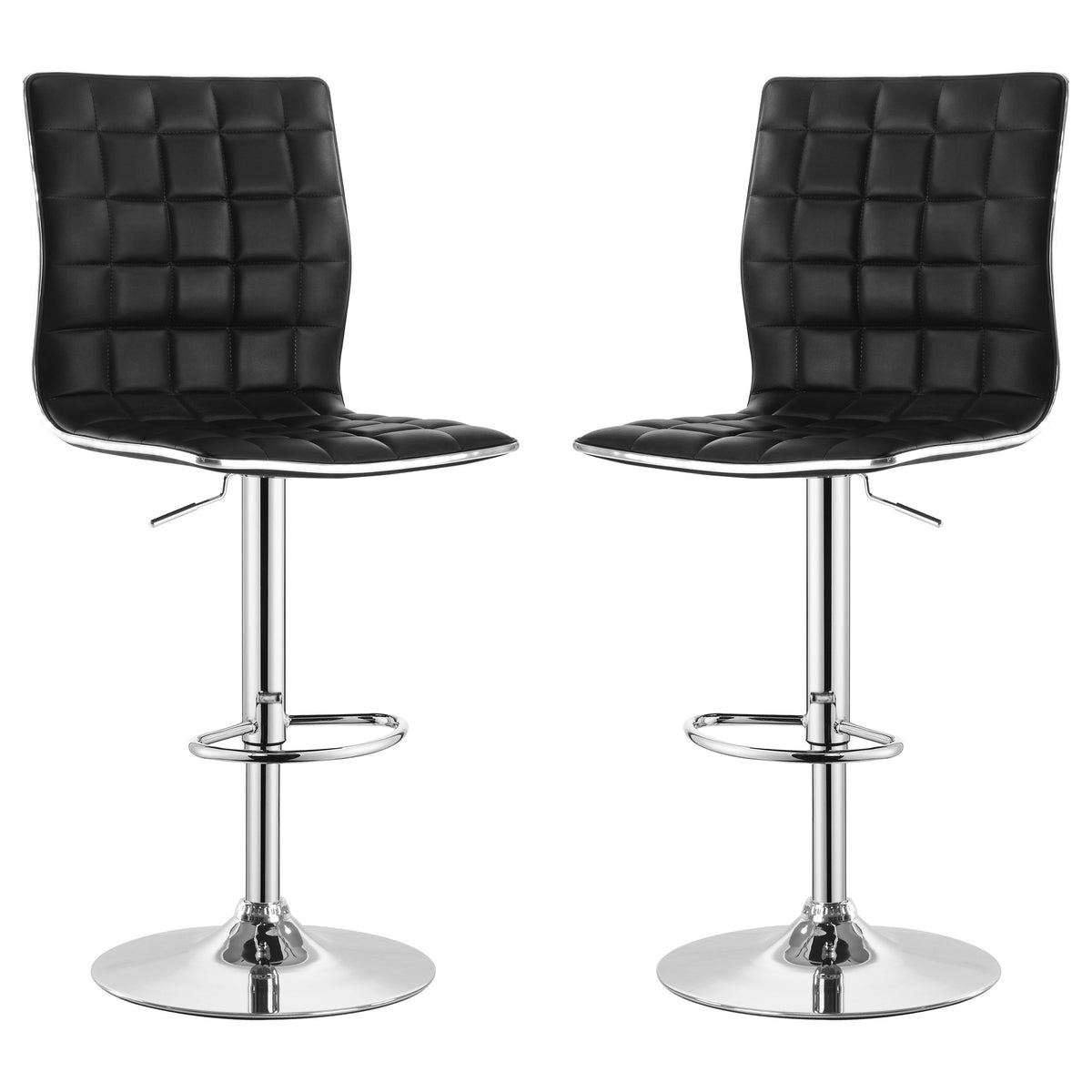 Ashbury Upholstered Adjustable Bar Stool Black / White (Set of 2)