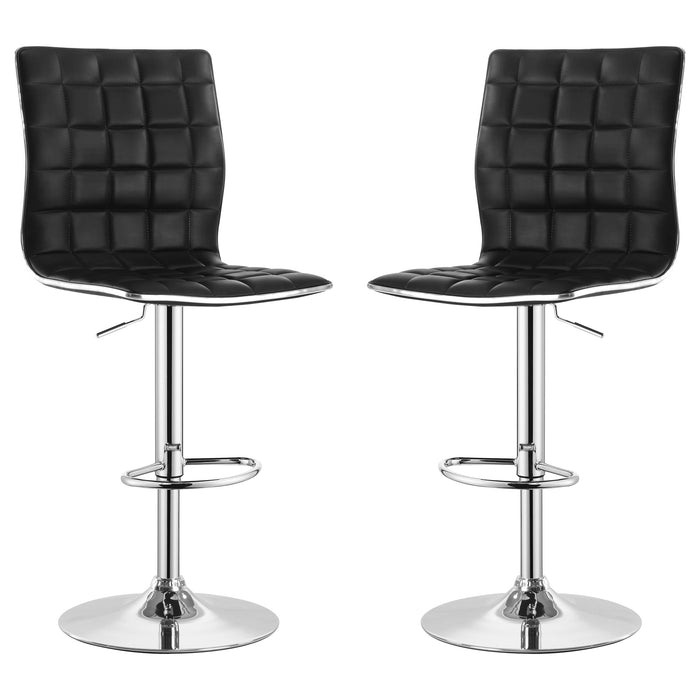 Ashbury Upholstered Adjustable Bar Stool Black / White (Set of 2)