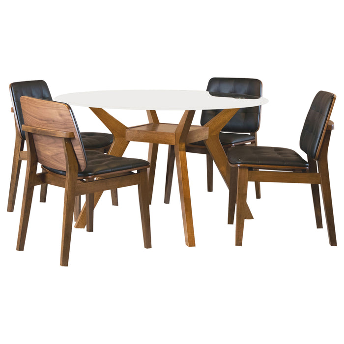Paxton  Round Glass Top Dining Table Set Nutmeg