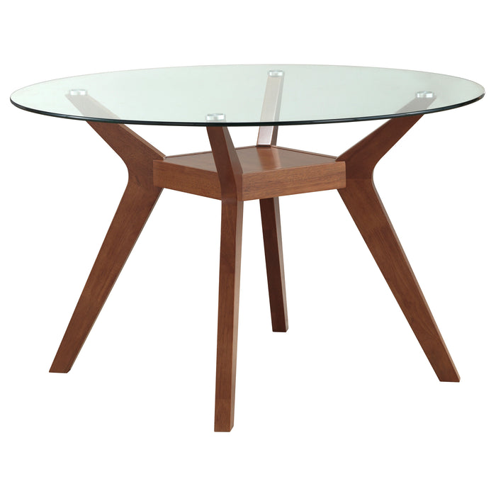 Paxton  Round Glass Top Dining Table Set Nutmeg