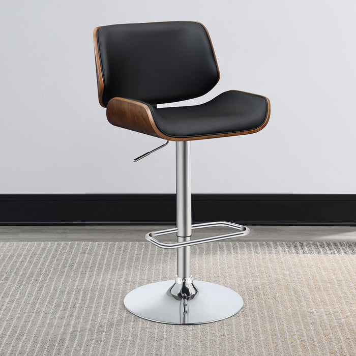 Folsom Upholstered Adjustable Bar Stool Black / Ecru and Chrome