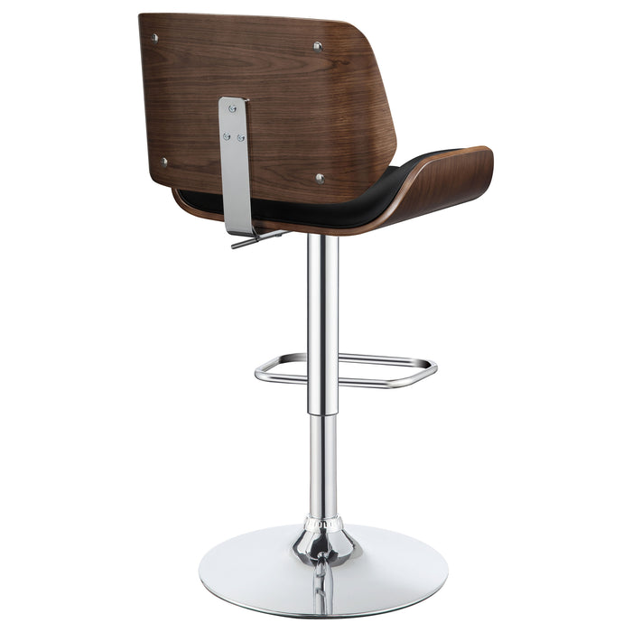 Folsom Upholstered Adjustable Bar Stool Black / Ecru and Chrome